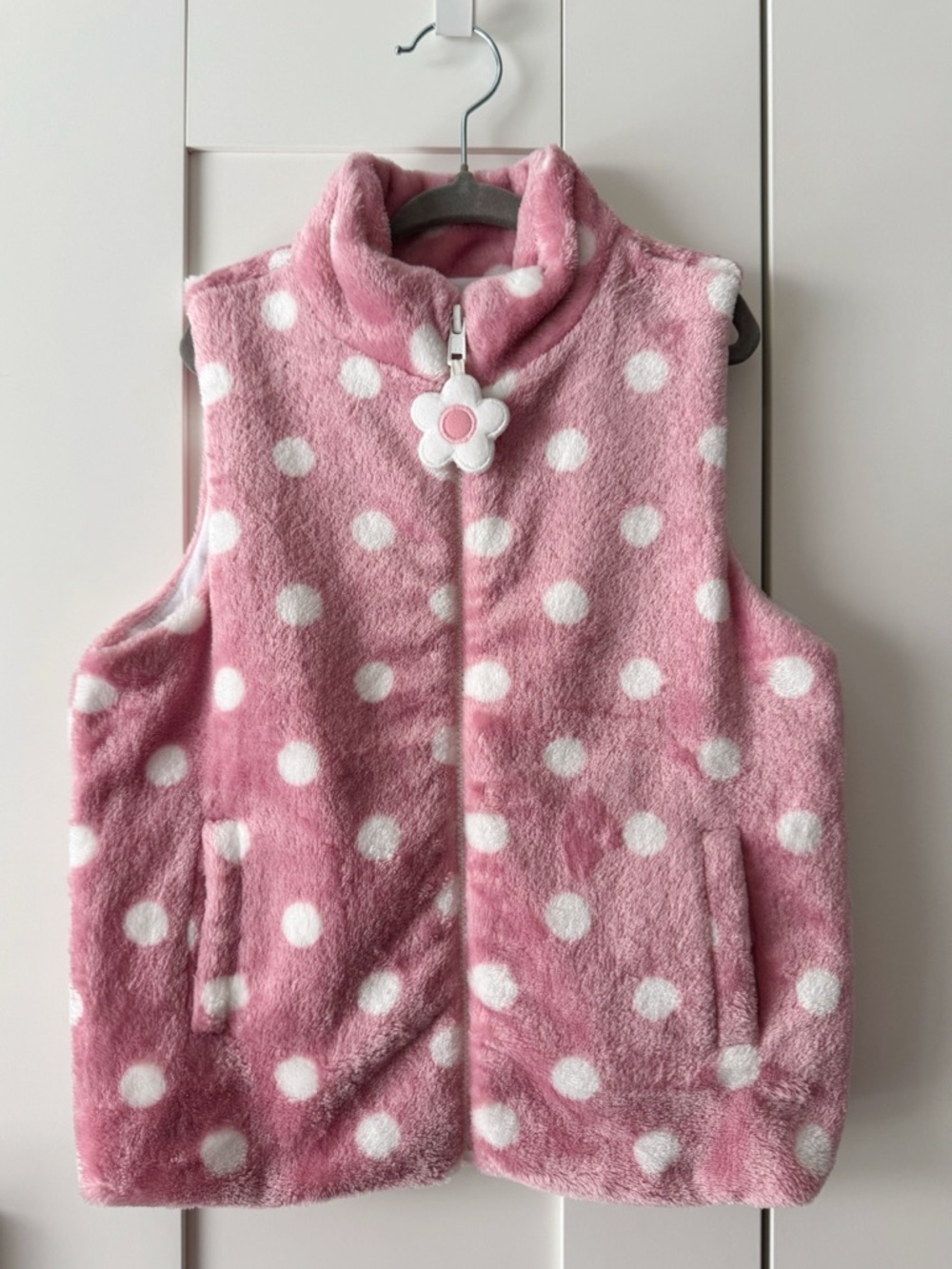 Florence Eiseman Plush Fleece Zip Up Vest – Polka Dot